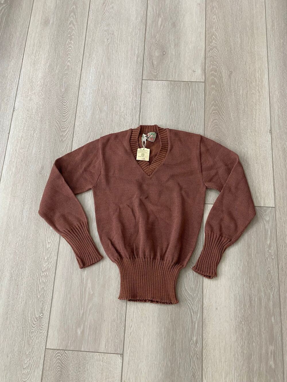 NWT 50s 60s Welgrume Wool Cotton V Neck Sweater Vintage XS